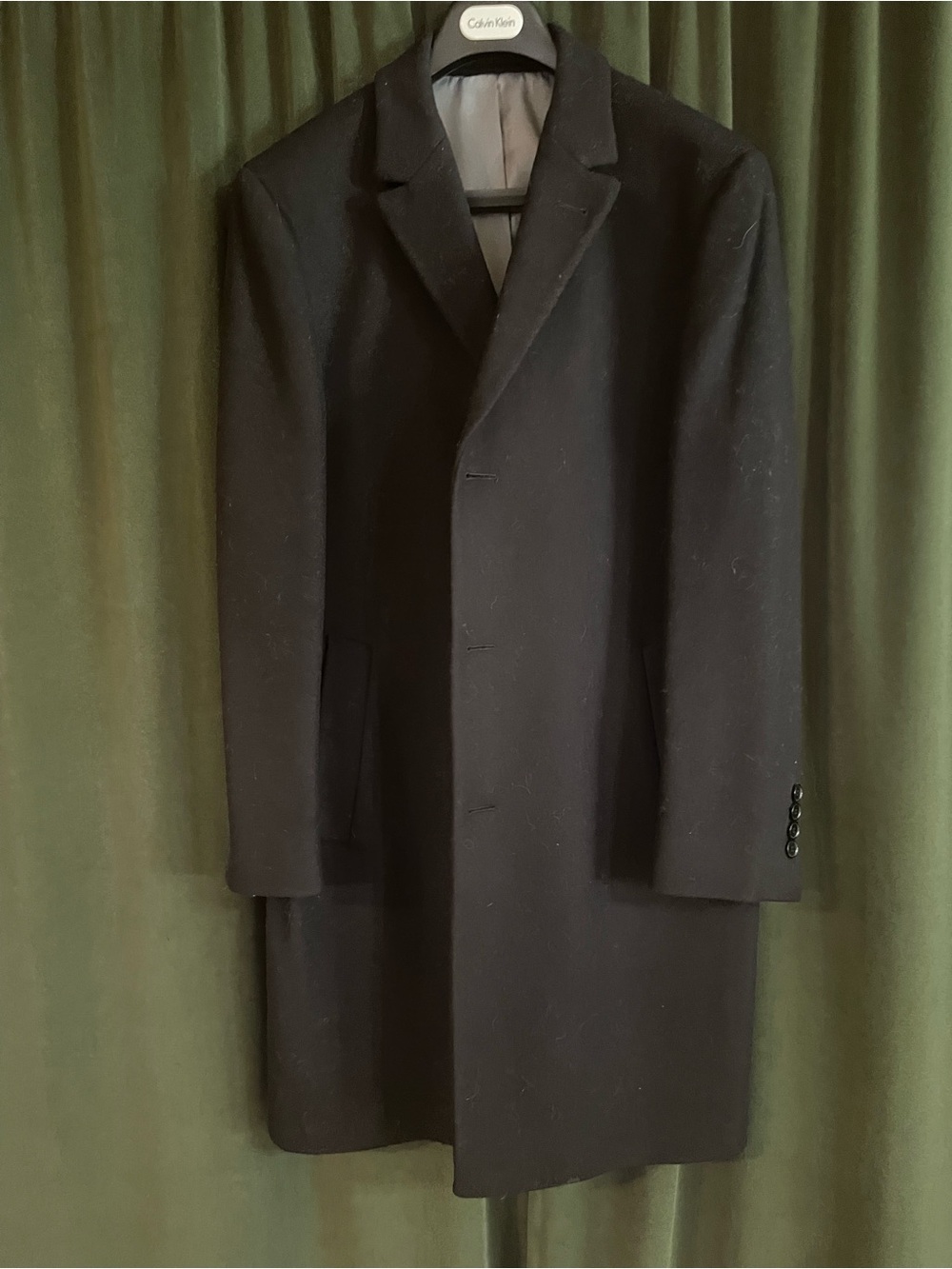 Calvin Klein Men's Black Wool-Cashmere Blend Coat